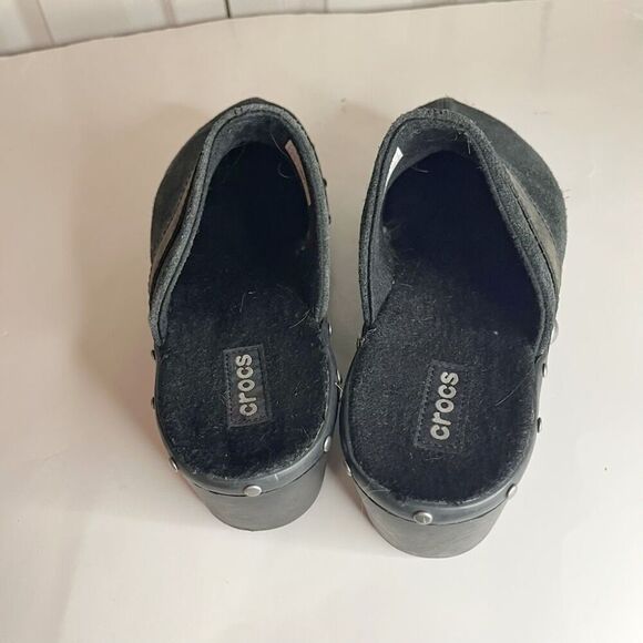 Crocs Leather Suede Cobbler Studded Slip On Platform Clog Mules Shoes - Picture 6 of 13